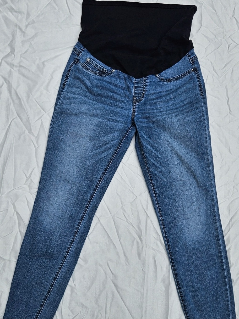 Maternity Levi Skinny Jeans with Black Overband - Blue